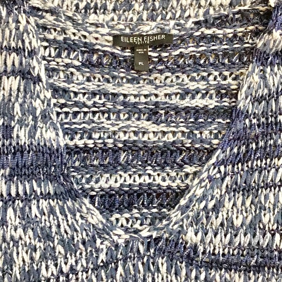 Eileen Fisher vneck sweater in shades of blue - Picture 2 of 5
